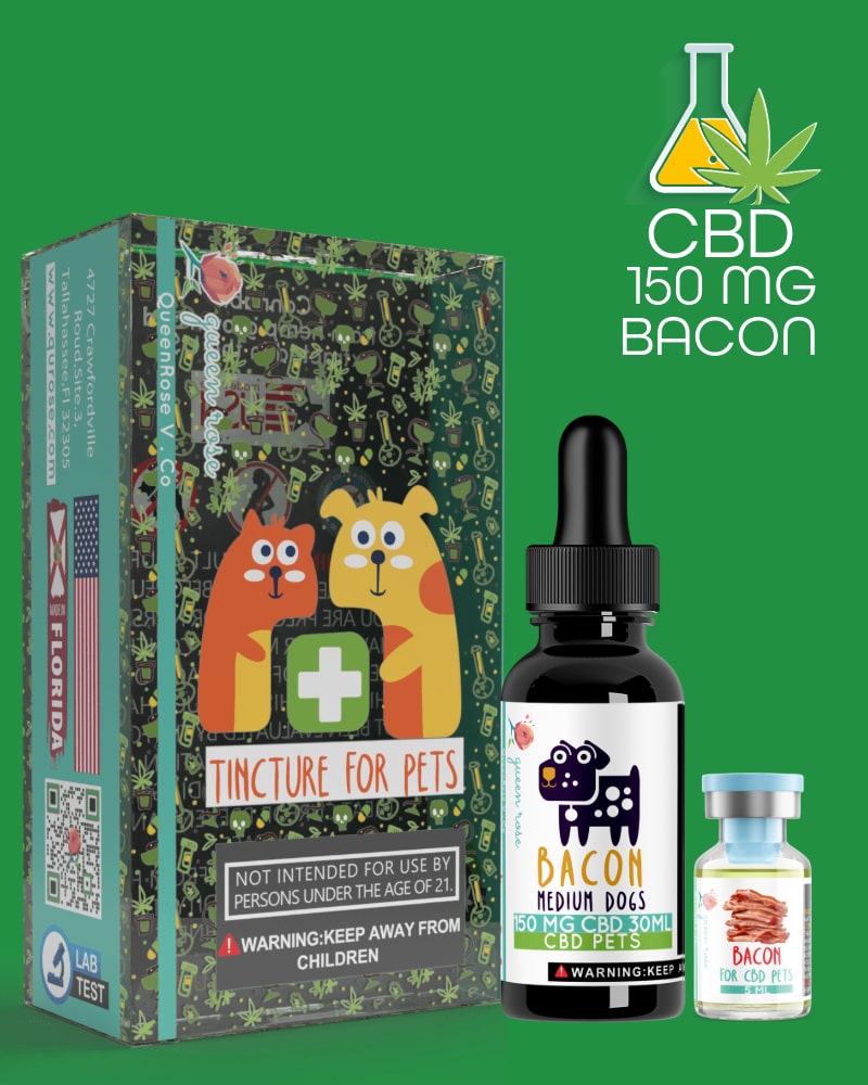 150 MG CBD Tincture ( Medium Dogs) Bacon for Pets ( 25 - 35 ) Lbs   30 Ml
