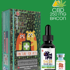 250 MG CBD Tincture ( Medium Dogs) Bacon for Pets ( 35 - 50 ) Lbs  30 Ml
