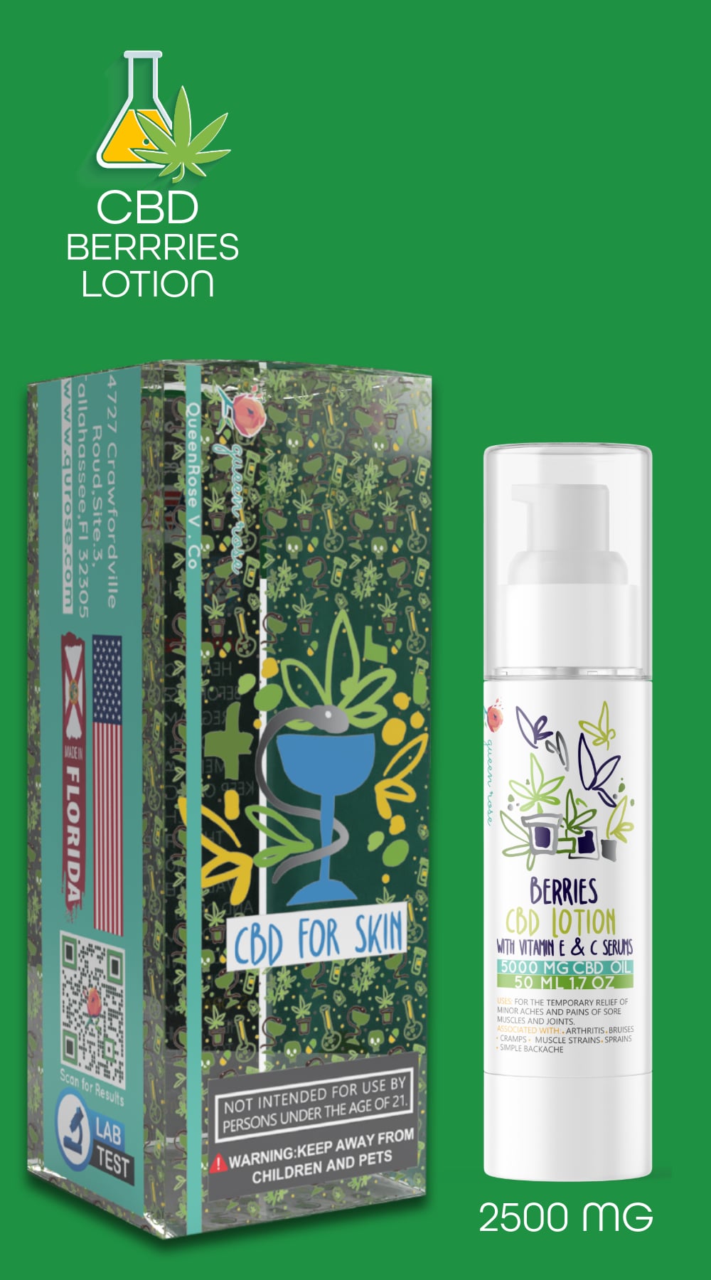 2500 Mg CBD Berries Lotion Pain Relieving 50 Ml
