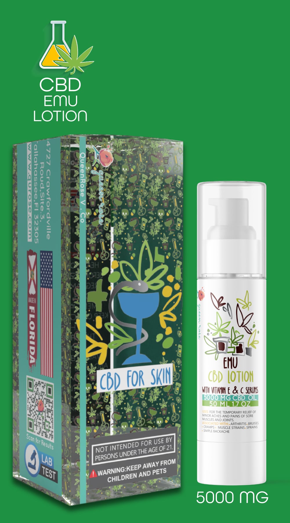 5000 Mg CBD Emu Lotion Pain Relieving 50 Ml