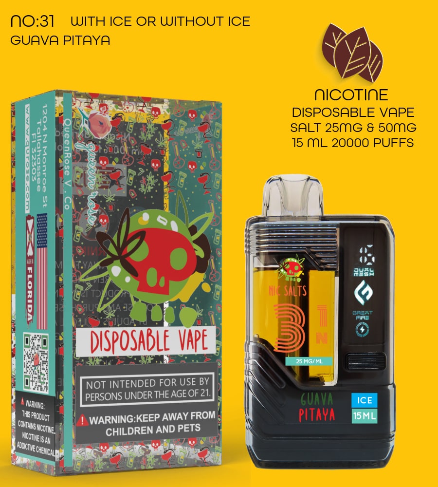 GUAVA PITAYA 20000 PUFFS VAPE NICOTINE REGULAR WITH ICE OR WITHOUT ICE 15 ML NO:31