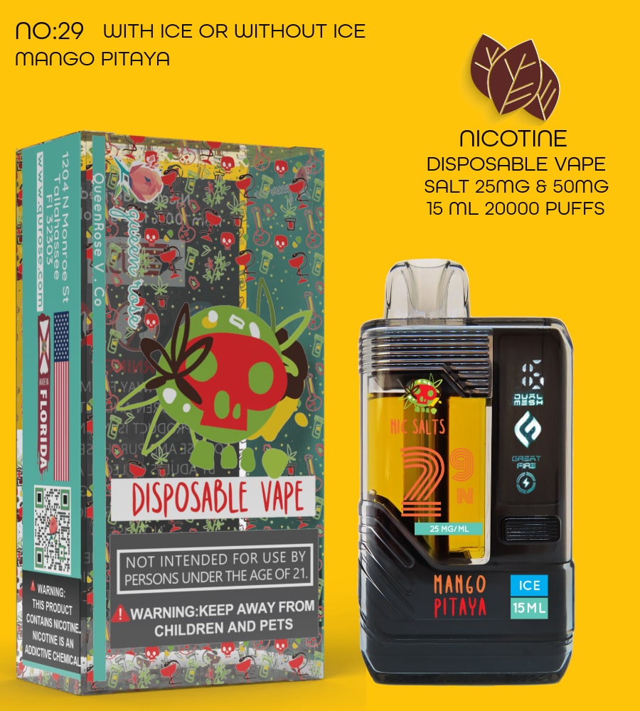 MANGO PITAYA 20000 PUFFS VAPE NICOTINE SALT WITH ICE OR WITHOUT ICE 15 ML NO:29