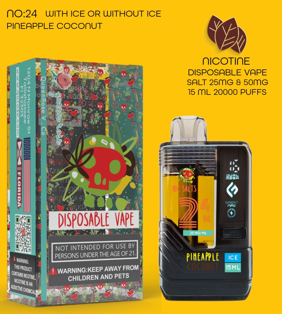 PINEAPPLE COCONUT 20000 PUFFS VAPE NICOTINE SALT WITH ICE OR WITHOUT ICE 15 ML NO:24