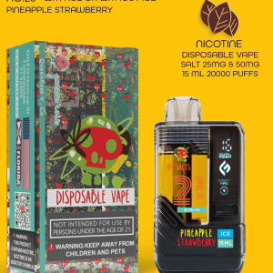 PINEAPPLE STRAWBERRY 20000 PUFFS VAPE NICOTINE SALT WITH ICE OR WITHOUT ICE 15 ML NO:23