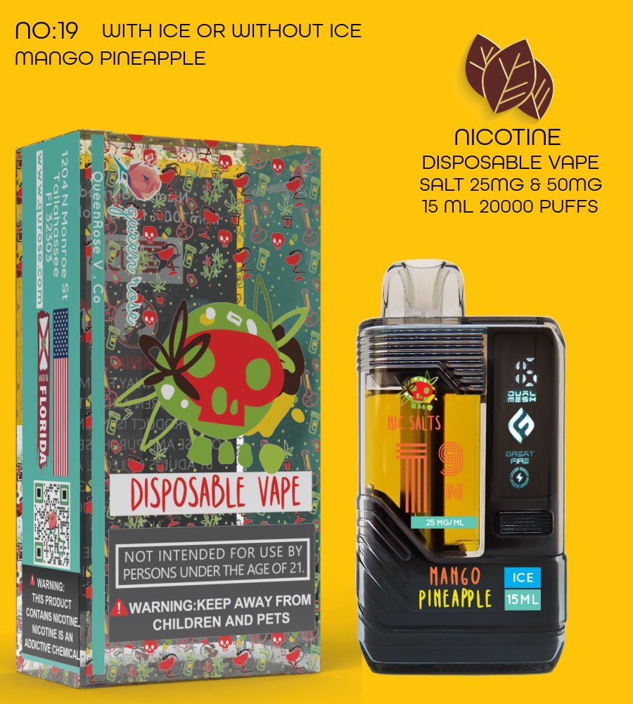 MANGO PINEAPPLE 20000 PUFFS VAPE NICOTINE SALT WITH ICE OR WITHOUT ICE 15 ML NO:19