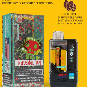 RASPBERRY BLUEBERRY BLACKBERRY 20000 PUFFS VAPE NICOTINE REGULAR WITH ICE OR WITHOUT ICE 15 ML NO:16
