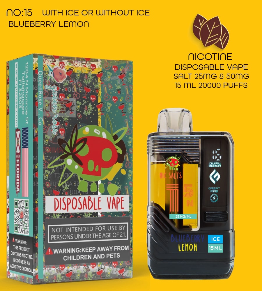 BLUEBERRY LEMON 20000 PUFFS VAPE NICOTINE SALT WITH ICE OR WITHOUT ICE 15 ML NO:15