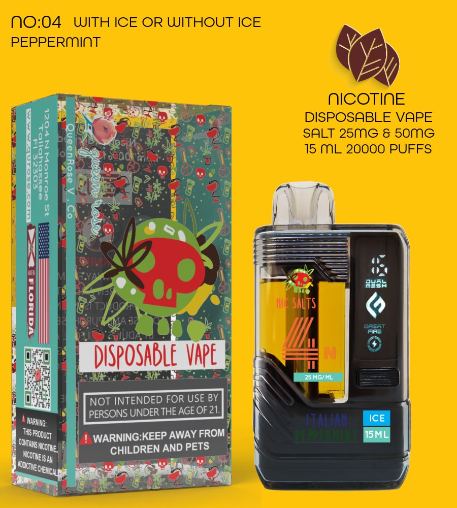 PEPPERMINT 20000 PUFFS VAPE NICOTINE SALT WITH ICE OR WITHOUT ICE 15 ML NO:04