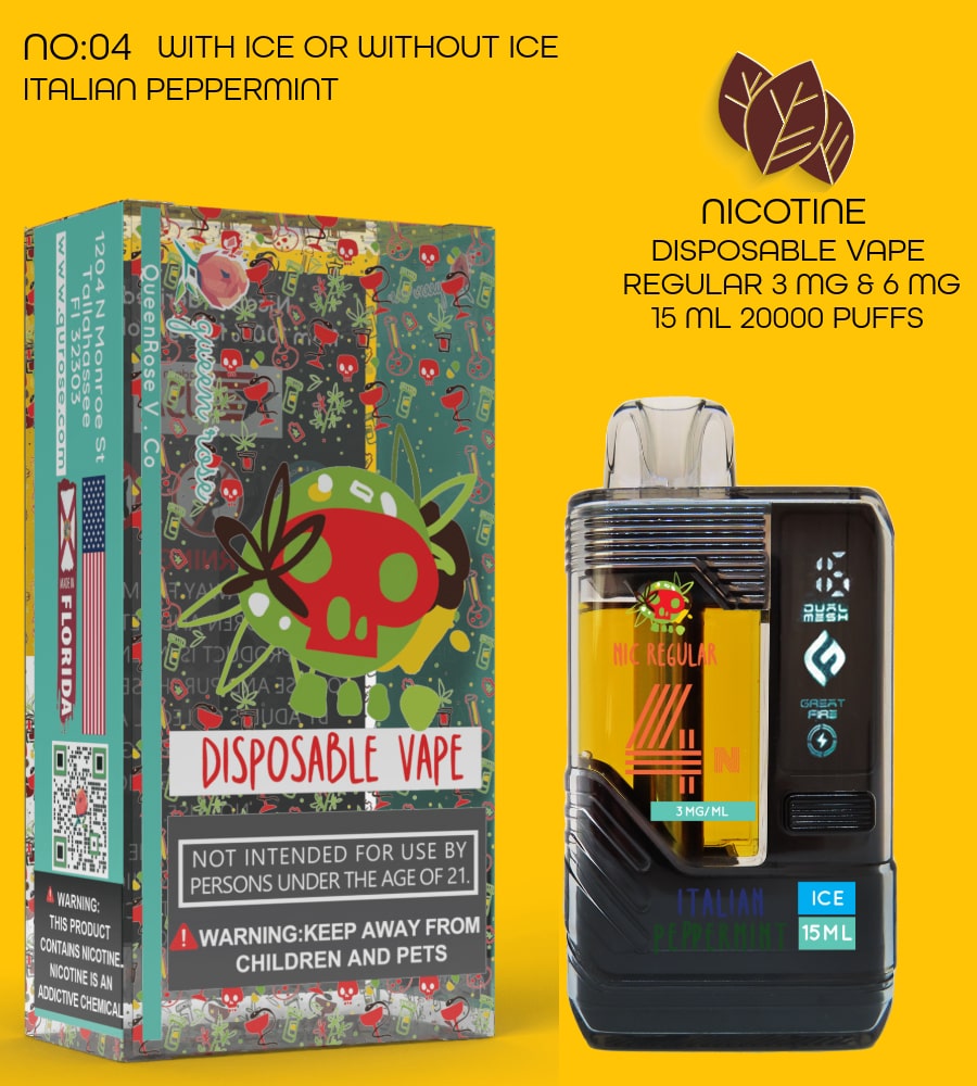 PEPPERMINT 20000 PUFFS VAPE NICOTINE REGULAR WITH ICE OR WITHOUT ICE 15 ML NO:04