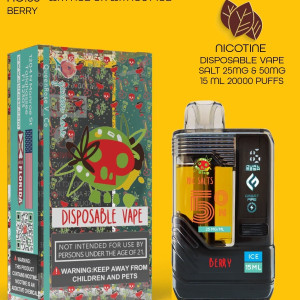 BERRY  20000 PUFFS  VAPE NICOTINE SALT WITH ICE OR WITHOUT ICE   15 ML NO:50 OK