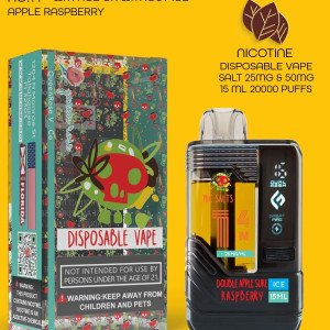 APPLE RASPBERRY  20000 PUFFS VAPE NICOTINE SALT WITH ICE OR WITHOUT ICE 15 ML NO:14