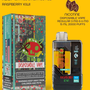 RASPBERRY KIWI  20000 PUFFS  VAPE NICOTINE REGULAR WITH ICE OR WITHOUT ICE   15 ML NO:59