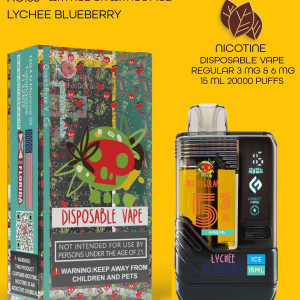 LYCHEE BLUEBERRY  20000 PUFFS  VAPE NICOTINE REGULAR WITH ICE OR WITHOUT ICE   15 ML NO:53