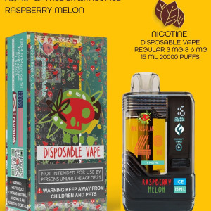 RASPBERRY MELON 20000 PUFFS  VAPE NICOTINE REGULAR WITH ICE OR WITHOUT ICE   15 ML NO:48