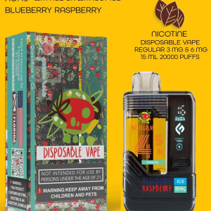 BLUEBERRY RASPBERRY  20000 PUFFS  VAPE NICOTINE REGULAR WITH ICE OR WITHOUT ICE   15 ML NO:45