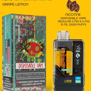 GRAPE LEMON  20000 PUFFS VAPE NICOTINE REGULAR WITH ICE OR WITHOUT ICE 15 ML NO:40