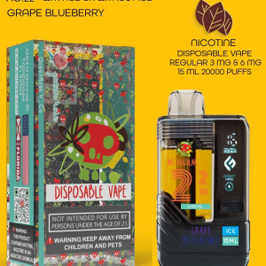 GRAPE BLUEBERRY  20000 PUFFS VAPE NICOTINE REGULAR WITH ICE OR WITHOUT ICE 15 ML NO:22