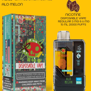 ALO MELON  20000 PUFFS VAPE NICOTINE REGULAR WITH ICE OR WITHOUT ICE 15 ML NO:08